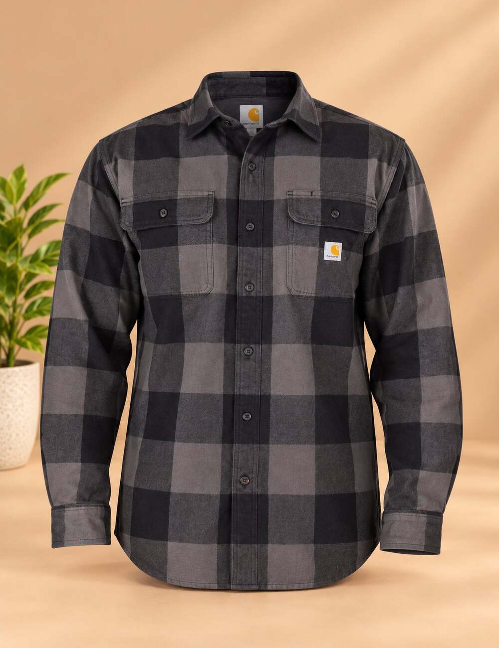 NWT Carhartt Men's Loose Fit Heavyweight Flannel Plaid Shirt Gravel Medium